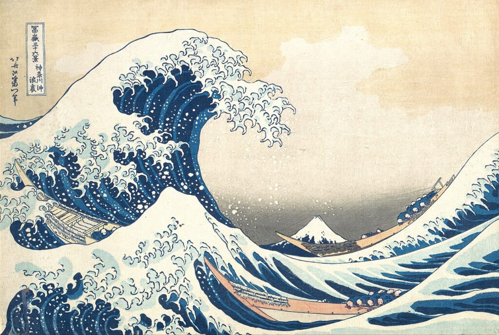 The Great Wave off Kanagawa by Katsushika Hokusai, ukiyo-e woodblock print